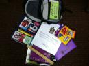 School supplies and food that go into the backpacks