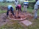 the borehole was shaking so stones were packed around it