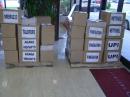 Dictionaries boxed and ready to head to schools on Guam